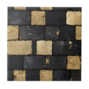 Black and Gold Brick Pattern Tile