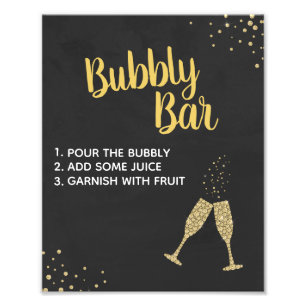 Black and Gold Bridal Brunch Bubbly Bar Sign