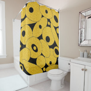 Black and Gold Bubble Orbs shower curtain
