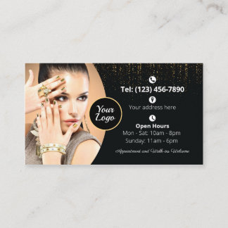 Black and Gold Business Card for Nail Salon