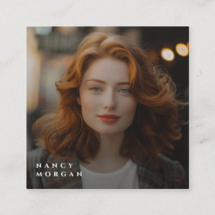 Black And Gold Business Logo Photo QR Code Square Business Card