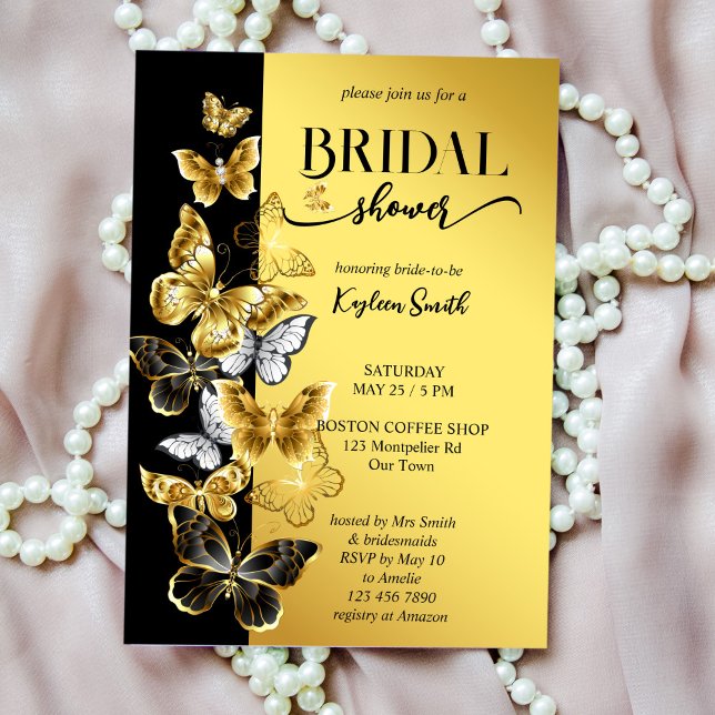Black and Gold butterflies bridal shower invite (Creator Uploaded)