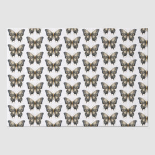 Black and Gold Butterfly White Pattern Halloween Tissue Paper