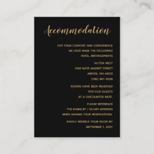 Black and Gold Calligraphy accommodation card