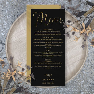 Black And Gold Calligraphy Script Wedding Menu