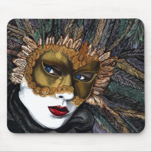 Black and Gold Carnival Mask by PSOVART Mouse Pad