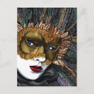 Black and Gold Carnival Mask by PSOVART Postcard