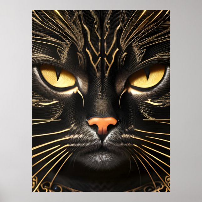 Black and Gold Cat Poster (Front)