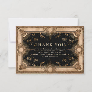 Black and Gold Celestial Baroque Wedding Thank You Card