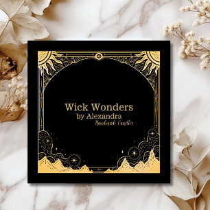 Black and Gold Celestial Candle Square Business Card