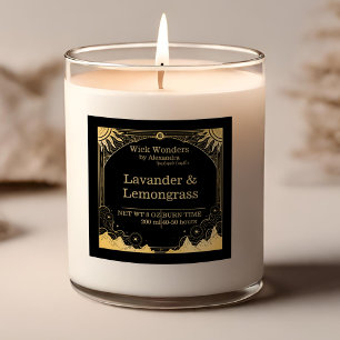 Black and Gold Celestial Candle Square Sticker