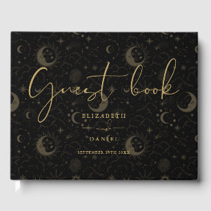 Black And Gold Celestial Mystical Wedding Guest Book
