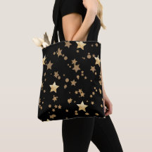 Black and Gold Celestial Stars and Polka Dots