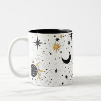 Black and Gold Celestial Sun Moon Stars