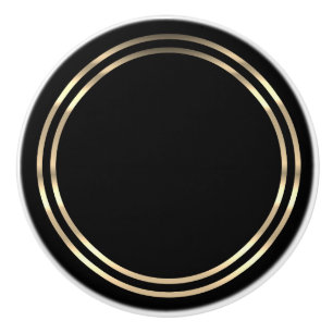 Black and Gold  Ceramic Knob