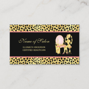 Black and Gold Cheetah Print Salon Woman of Glamou Business Card