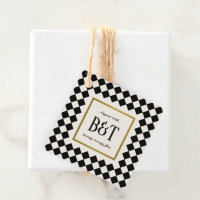 Black and Gold Chequerboard Border Wedding