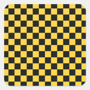 Black and gold chequerboard pattern square sticker