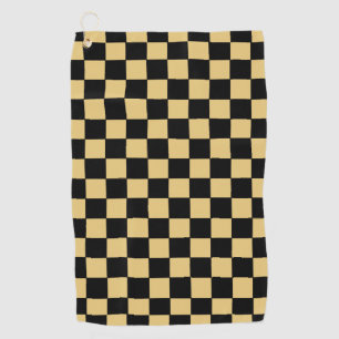 Black and Gold Chequered Golf Towel
