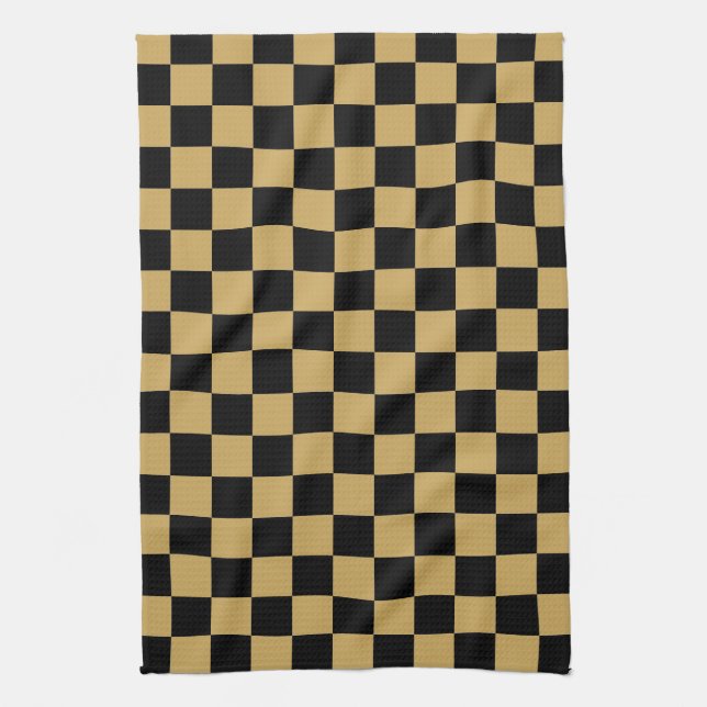 Black and Gold Chequered Tea Towel (Vertical)
