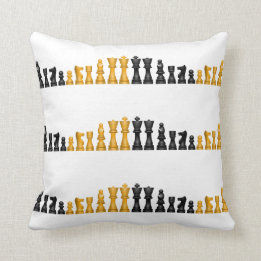 Black and Gold Chess Pieces Throw Pillow
