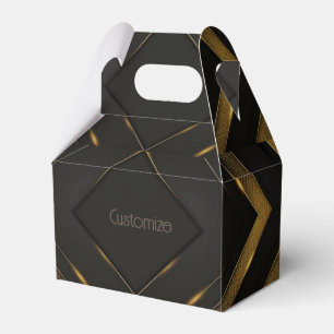 Black And Gold Chevron Gable  Favour Box