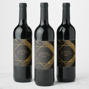 Black And Gold Chevron Wine Label