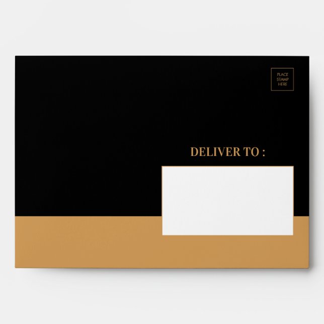 Black and Gold Chic Birthday Envelope (Front)