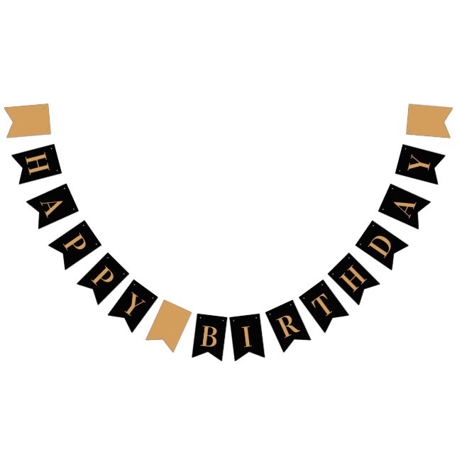 Black and Gold Chic Happy Birthday Bunting (All)