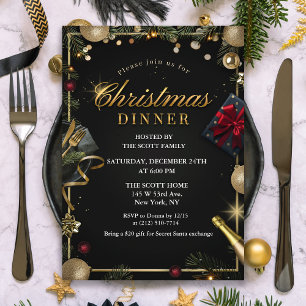 Black and Gold Christmas Dinner Invitation ONLY