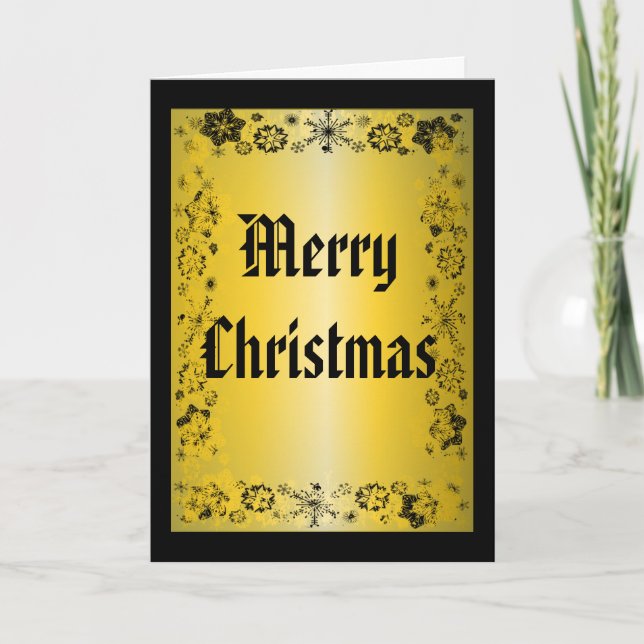 Black and Gold Christmas Greeting Card (Front)
