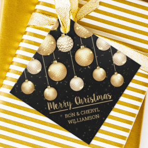 Black and Gold Christmas Ornaments Favour Tags
