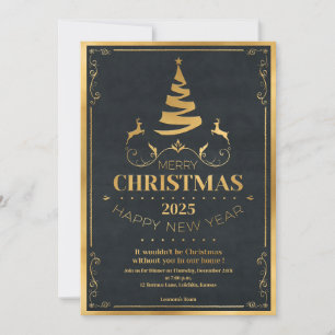 Black And Gold Christmas Party  Holiday Card