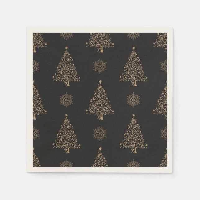 Black and gold Christmas pattern Napkin (Front)