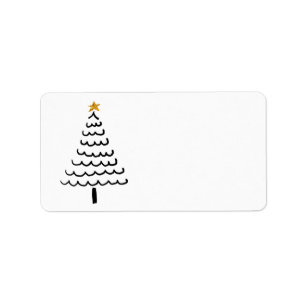 Black And Gold Christmas Tree Blank Holiday  Label