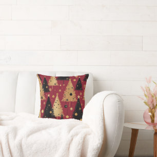 Black and Gold Christmas Trees Cushion
