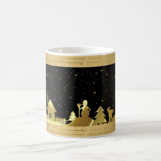 Black And Gold Christmas Village Coffee Mug (Center)