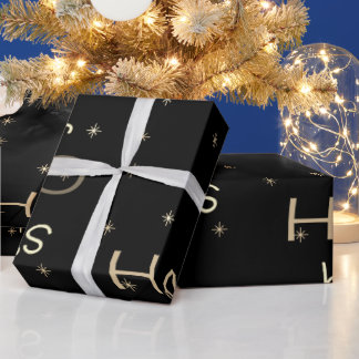 Black and gold Christmas wrapping paper