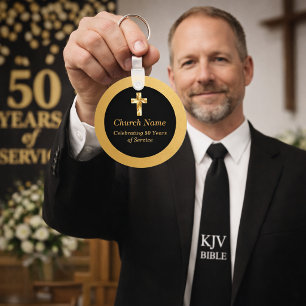 Black and Gold Church Anniversary Party  Key Ring
