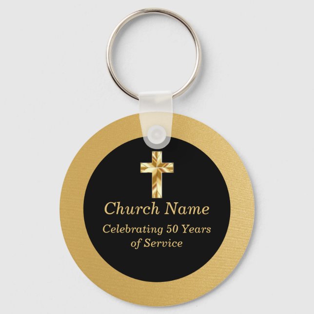 Black and Gold Church Anniversary Party  Key Ring (Front)