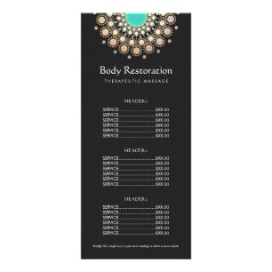 Black and Gold Circle Motif Price List Menu