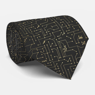 Black and Gold Circuit Board Tie