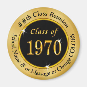 Black and Gold Class of 1970 Gifts, Class Reunion Magnet