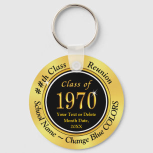 Black and Gold Class of 1970 Personalised Reunion Key Ring