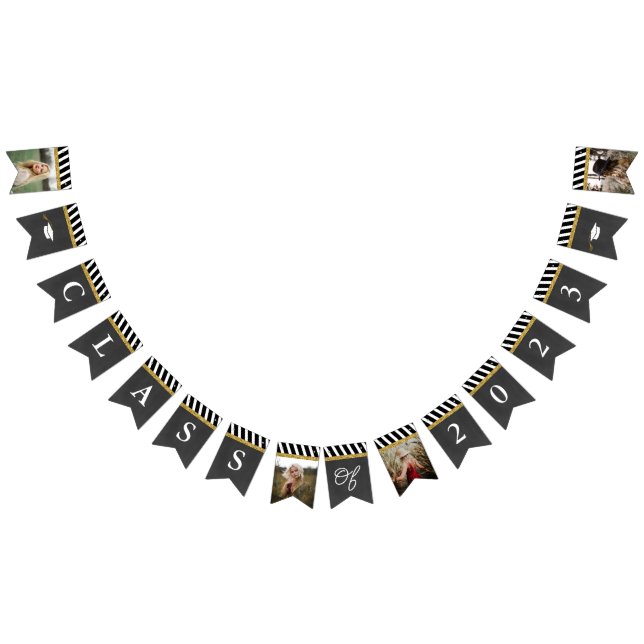Black and Gold Class of 2023 Photo Graduation Bunt Bunting (All)