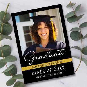 Black and Gold Class of 2025 Graduation Photo Announcement