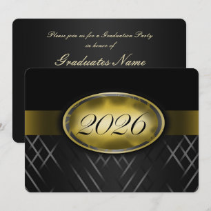 Black and Gold Class of 2026 Party Invitation