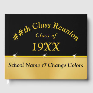 Black and Gold Class Reunion Guest Book Your Colou