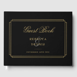 Black And Gold Classic Art Deco Wedding Guest Book