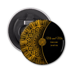Black and gold classic traditional luxury mandala Bottle Opener